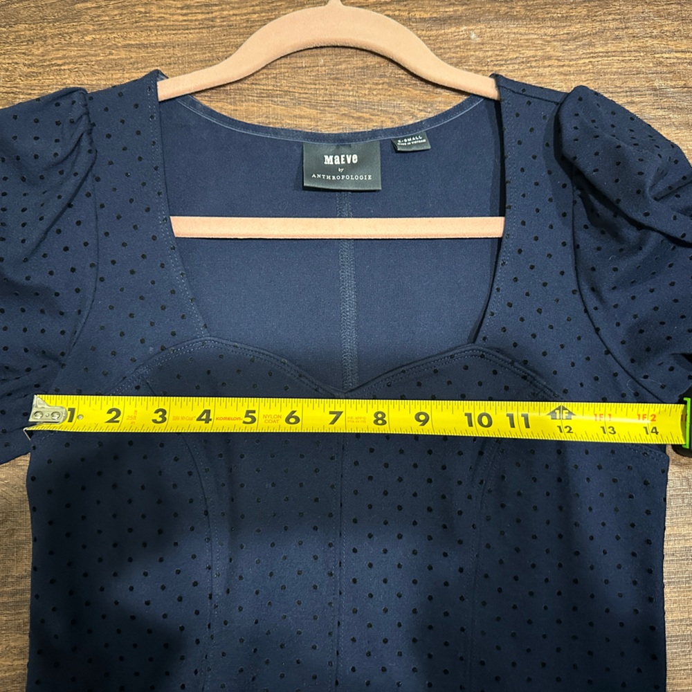 Anthropologie Maeve Women's Sevigny Blue Polka Dot Puff Sleeve Blouse‎ Size XS - Picture 11 of 12